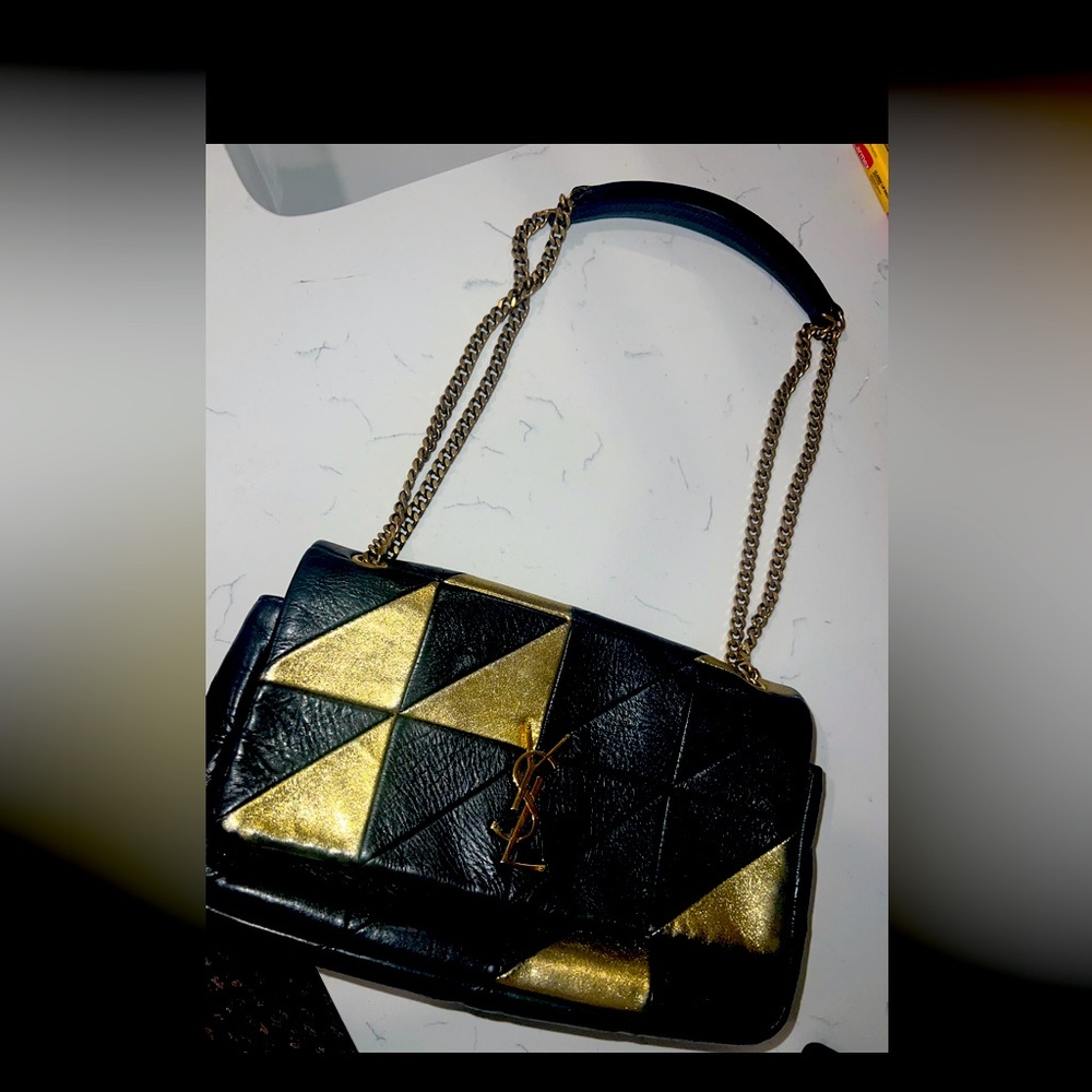 Metallic Lambskin Calfskin Patchwork Monogram Med… - image 1